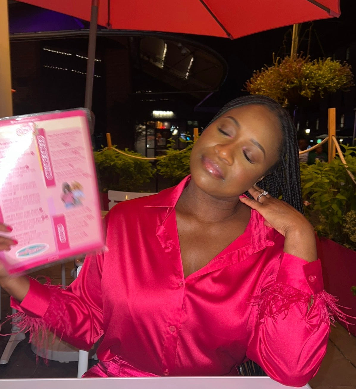 Pink Feather Satin Shirt