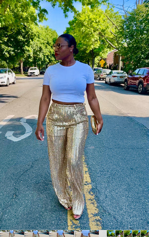 Sequins Wide Leg Pants