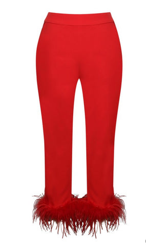 Feather Trim Pants