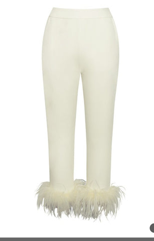 Feather Trim Pants