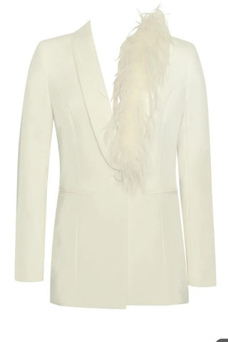 Feather Trim Blazer